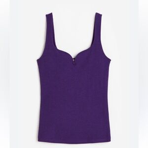 Ribbed vest top - Sweetheart neckline - Sleeveless - Dark purple HM M
